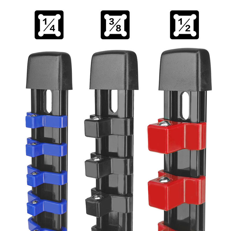 Suporte Organizador de Soquetes Trilho 1/4 3/8 1/2